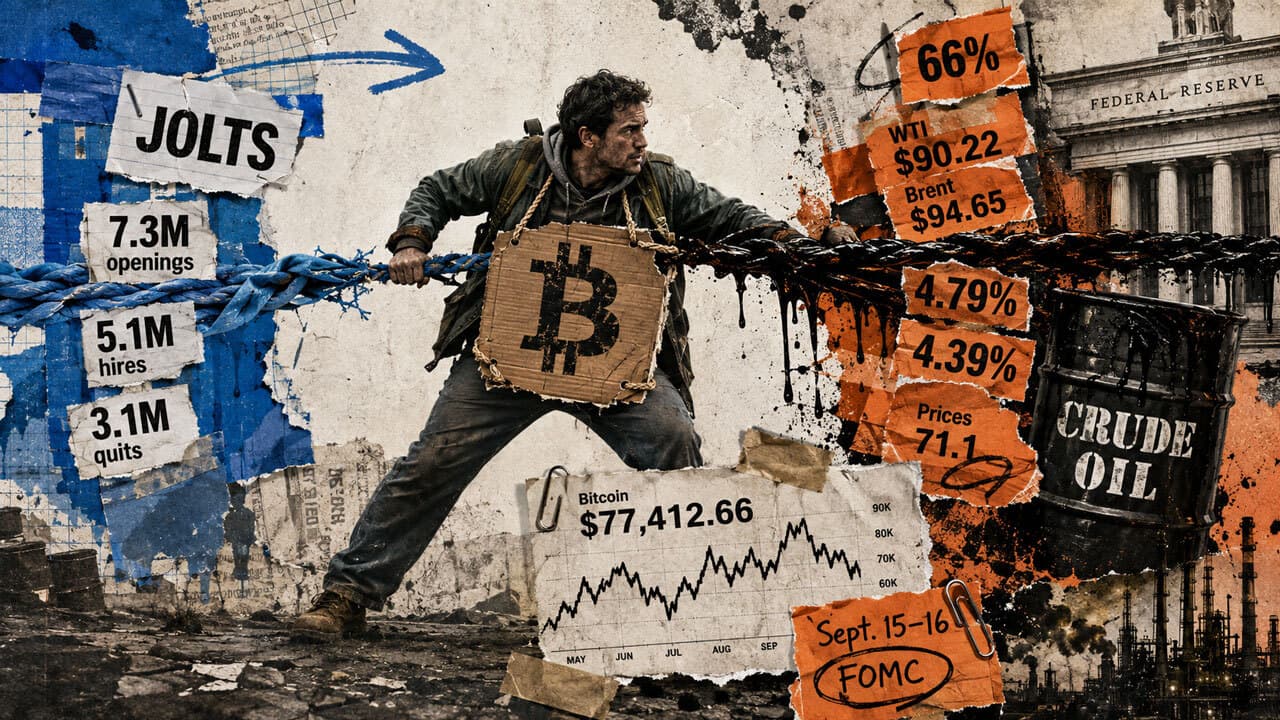 Bitcoin hits $77,000 wall as the Fed gets trapped between weak jobs and $90 oil