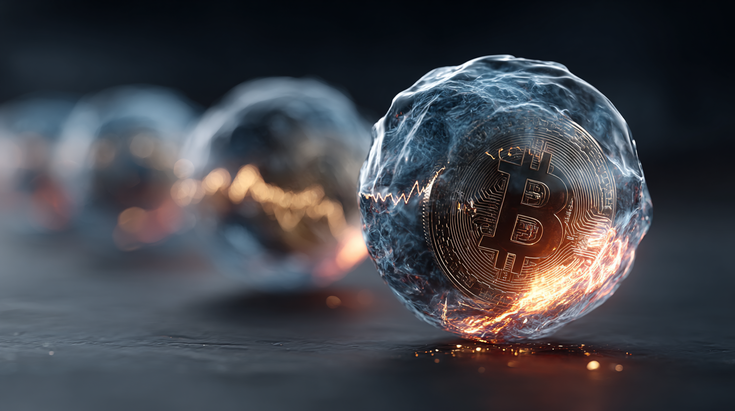 Bola de cristal futurista proyectando el pronóstico de precio de Bitcoin